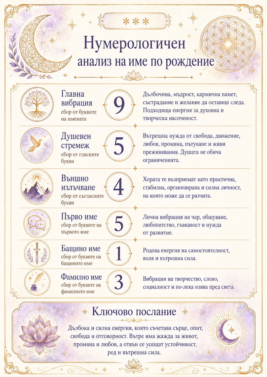 Нумерология по пълно име по рождение